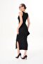 Loose Stretchy Ottoman Midi Dress with Straps and Slits - 5