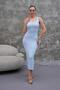 Loose Stretchy Ottoman Midi Dress with Straps and Slits - 2