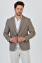 Tadic Men's Beige Patterned Stretching Fabric Slim Fit Cover Pocket Half Lining 4 Season Blazer Jacket - 6