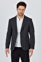 Tadic Men's Black Patterned Stretching Fabric Slim Fit Cover Pocket Half Lining 4 Season Blazer Jacket - 4