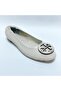 Women's Beige Cream Genuine Leather Ballerinas