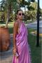 Pink Satin Surface Volume Dress - 6
