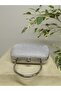 Women's Big Stone Look Silver Evening Clutch Chain Strap Handheld Wedding Engagement Evening Bag - 7