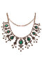 New Year's Gift - Diamond Mounted Emerald Green Crystal Glass Stone Set - 4