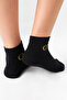 Bamboo Women's Black Half Socks Smile Patterned Seamless Black Socks 3 Pack - 3