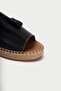 Genuine Leather 605-S Tasseled Black Women's Espadrille Slippers - 2