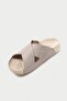 Genuine Leather Summer Women's Cross Strap Beige Slippers -Mssr56-Bj - 6