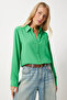 Comfortable Fit Viscose Shirt Green Lto0032