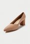 Genuine Leather Mbmts21-N Nude 5.5 cm Thick Heeled Women's Heeled Shoes - 5