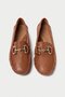 Genuine Leather 203-Tb Oval Toe Buckle Detail Women's Tan Ballerina & Loafer Shoes - 3