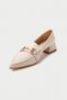 Mbhsn8084-Bj Women's Short Block Heeled Buckle Detail Beige Shoes - 7