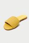 Genuine Leather 655-Sr Women's Straw Look Yellow Flat Slippers - 5