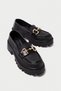 Mb1180-S Thick Sole Black Women's Buckle College Loafer