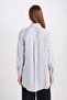 Relax Fit Shirt Collar Slit Long Sleeve Striped Shirt Tunic D7199Ax24Wn - 6