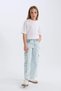 Girls Wide Leg Cargo Pocket Wide Loose Leg Jean Pants C8543A824Au - 2