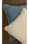 2-Piece Combination Linen Look Throw Pillow Cover with Piping in Blue and Cream Color - 5
