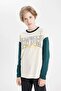 Boys' Oversize Wide Fit Crew Neck Printed Long Sleeve School T-Shirt C9286A824Au - 6