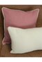 2-Piece Combination Linen Look Throw Pillow Cover with Piping in Dusty Rose and Gray Colors - 5