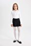 Black Twill Pleated School Skirt for Girls - Basic Elastic Waist C7740A824Au - 2