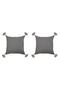 2-Piece Double Sided Tasseled Throw Pillow Cover Dark Gray