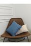 2-Piece Combination Linen Look Throw Pillow Cover with Piping in Blue and Cream Color - 2
