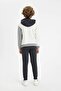 Boys 2 Piece Set Printed Hooded Kangaroo Pocket Sweatshirt Top Jogger Sweatpants - 6