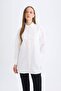 Relax Fit Shirt Collar Poplin Basic Plain Long Sleeve White Shirt Tunic D4773Ax24Au - 4
