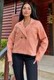 Orange Double Breasted Collar, Double Buttons, Comfortable Fit, Ribbed Stem Jacket - 3