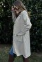 Women's Yellow & Ecru Striped, Straw Rope Belt, Two Pockets, Long Linen Jacket - 5