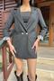 Black Leopard Lining, Double Button, Midi, Double Breasted Blazer Jacket - 5