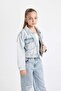 School Buttoned Pocketed Short Denim Jacket Girls C7484A824Au - 3