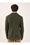 Khaki Men's Slim Fit Plain Cashmere Mono Collar Jacket - 4