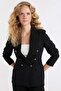 Oversize Wide Fit Shirt Collar Buttoned Basic Plain Blazer Jacket D3155Ax24Au