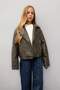 Girl's Water Repellent Jacket Collar Zippered Windproof Faux Leather Coat C4977A824Au - 3