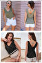 Women's Front Back V-Neck Sleeveless Strap Glitter Detailed 2-Pack Blouse KHAKI-BLACK