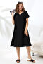 Likapa Summer Large Size Viscose V-Neck Short Sleeve Dress 2688 - 3