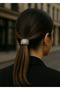 Shiny Silver Color Metal Detailed Modern Rubber Hair Clip – Elastic and Stylish Clip Model