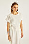 Gathered Waist Midi Dress with Embroidery Detail - 2