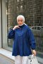 Women's Balloon Sleeve Pleat Detailed Tunic Navy Blue - 2