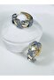 Gold Zircon Stone X Detailed Heart Sparkling Special Design Earrings - 3