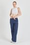 Women's Indigo High Waist Wide Leg Camisole Ribbed Pocket Pants Sweatpants - 3