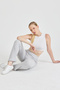 Women's Gray High Waist Ribbed Wide Leg Casual Thin Sweatpants Pajamas - 5