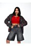 Women's Long Bermuda Denim Shorts Ripped Detailed Midi Length - 6