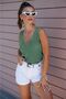 Women's Front Back V-Neck Sleeveless Strap Glitter Detailed 2-Pack Blouse KHAKI-MINT - 6