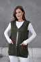Women's Seasonal Knitted Model Three Buttons on the Front Double Pockets Mercerized Woven Classic Mother Vest - 3