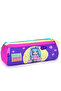 Kids Purple Pink Anime Girl Patterned Three Compartment Pencil Bag 22035