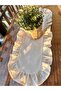 Natural Raw Linen Ruffled Oval Runner 30X80 cm Vintage - 3
