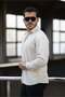 Corduroy Men's Velvet Shirt - Ecru - 4