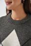 15895 Diamond Patterned Oversize Knitwear Sweater - Anthracite - 5