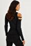 Women's Black Open Shoulders Chain Knitwear Blouse SF2005 - 5